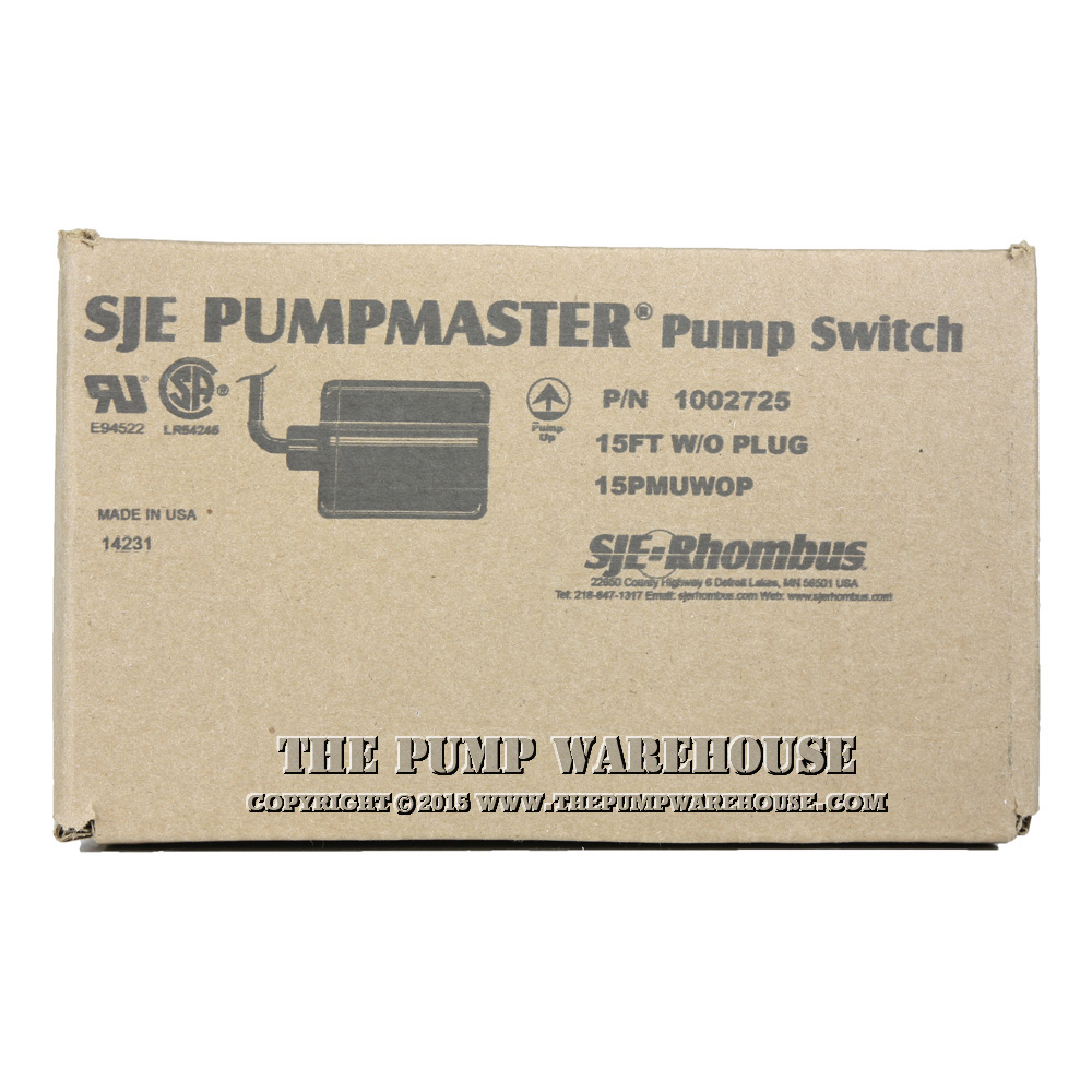 SJE PumpMaster Plus Mechanically-Activated Pump Switch SJE 1003265 20' Cord 